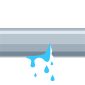 Leaking pipe. Water drops, broken sewer, plastic pipeline with leakage problem. Plumber repair service element. Single object isolated on white background. Vector cartoon flat style illustration